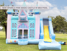 New Sparkle Fabric Pink Magic Castle with Medium Pool