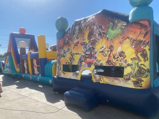 65' Transformers Obstacle Course Slide  With Jumper   wet or dry