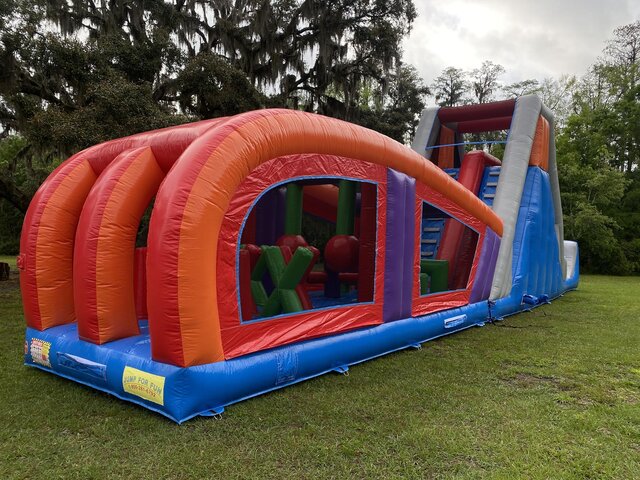 65 ninja Obstacle course w double slide wet or dry 65x13x20