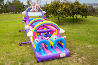 54' UNICORN OBSTACLE COURSE SLIDE W POOL