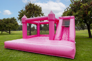Pink Combo Wedding w slide and step set up on cement or  grass