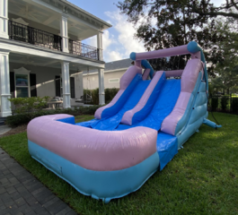 NEW PINK  AND BLUE DOUBLE SLIDE W LARGE POOL