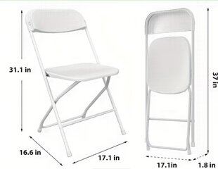 These white chairs are rated at 350lbs. We prefer them being used indoors only.