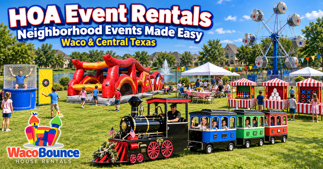 HOA event rentals in Waco Texas from Waco Bounce House Rentals with inflatables and attractions for neighborhood events and parties