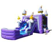 Purple Lightening Bounce House with Dual Slide