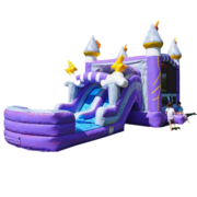 Purple Lightening Bounce House with Dual Slide (Dry)