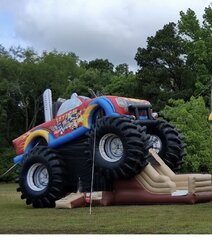 Monster Truck Dry Bounce House with Waterslide 