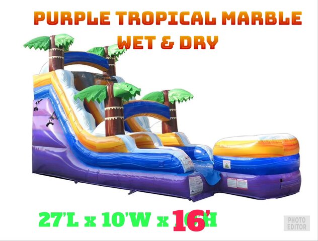 Tropical Purple Marble Water Slide Wet