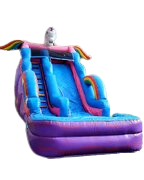 15ft Unicorn Single Lane Slide w/ Pool