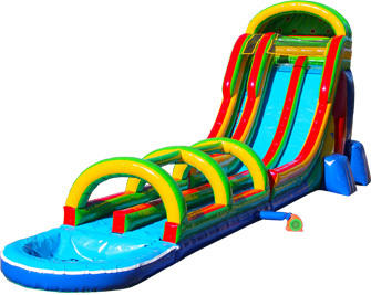 DL001P Double Lane Water Slide RAINBOW with slip and slide & pool 