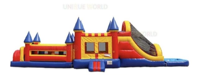OC016A Obstacle Course 1, 2 & 3 Combo with Slide & Pool  (Red Yellow Blue)