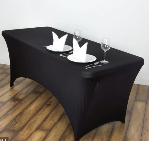 Tablecloth SPANDEX Rectangular Black 6 ft  or 102 inches
