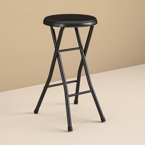 ST001 Black metal folding stool 24