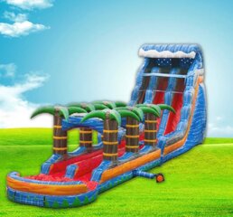 22ft Tropical Fire Blast Dual Lane Water Slide with Slip and Slide