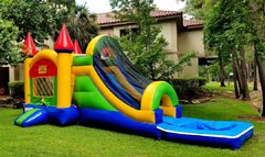 CC005 Combo Castle with Slide Green & blue with pool 