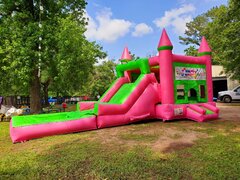 CC030 Combo Castle Pink & Green with Slide and Pool