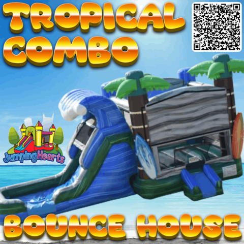 Tropical water slide and bounce house rental Nashville | Jumping Hearts Party Rentals