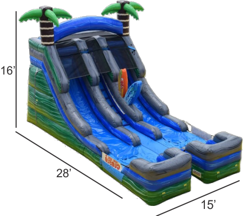 16ft Double Lane Tropical Water Slide