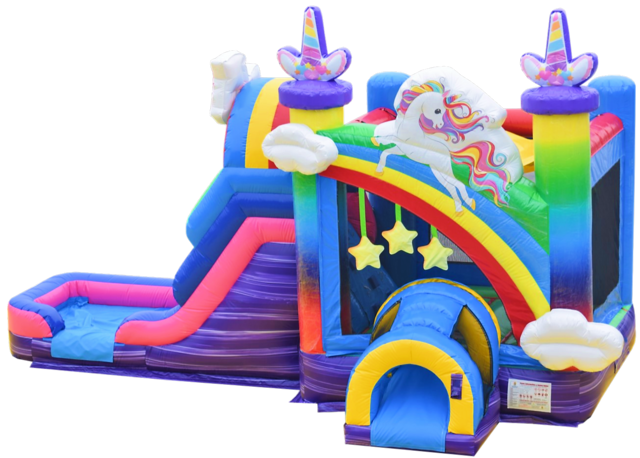 Rainbow Unicorn Combo Bounce House(wet)