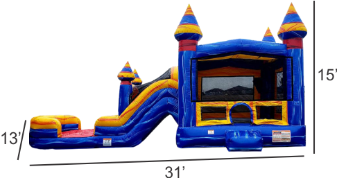 Electric Blue Combo Bounce House