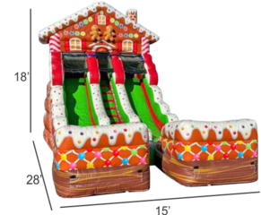 <strong><span style='color:#0000ff;'>18ft Gingerbread Double Lane Slide</span></strong>