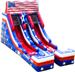 <strong><span style='color:#0000ff;'>16ft Old Glory Double Lane Water Slide<font color='red'><marquee>***Exclusive Jumping Hearts Design***</marquee></font></span></strong>