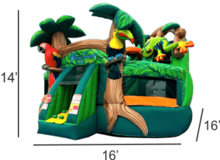 <strong><span style='color:#0000ff;'>Rain Forest combo bounce house (WET)<font color='red'><marquee>***Exclusive Jumping Hearts Design***</marquee></font> </span></strong>