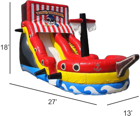 18' Pirate Ship Inflatable Slide (DRY)