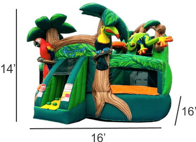 Rain Forest combo bounce house-WET