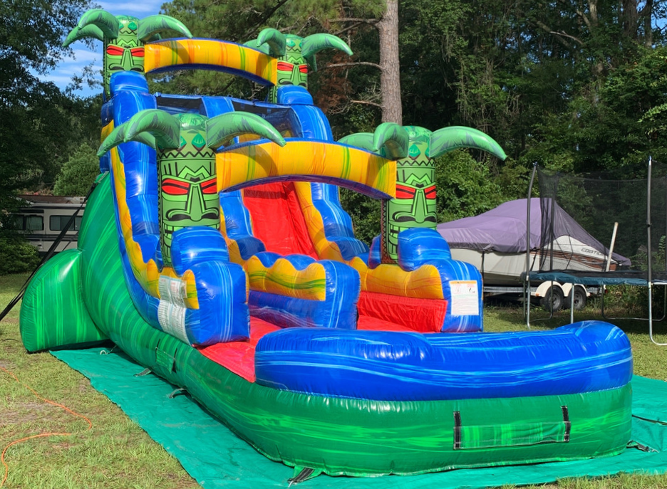 Tiki Island Theme Inflatable Water Slide Rental Savannah GA