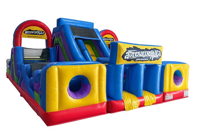 Angled view showing the size of the Adrenaline Rush II obstacle course