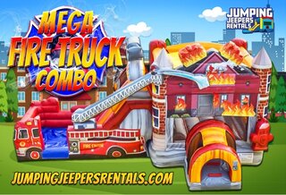 Mega Fire Truck Water Slide Bounce House (Wet or Dry)