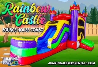 Rainbow Castle Bounce House Combo (Wet or Dry)