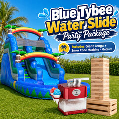 Blue Tybee Water Slide, Giant Jenga, Snow Cone Machine - Medium
