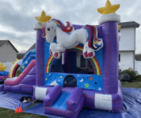 Magical Unicorn Bounce House Combo with Slide
