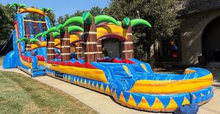 24' Tropical Inferno Dual Lane Waterslide with Slip N Slide