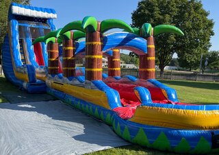 22' Tropical Tsunami Dual Lane Waterslide + Slip N Slide