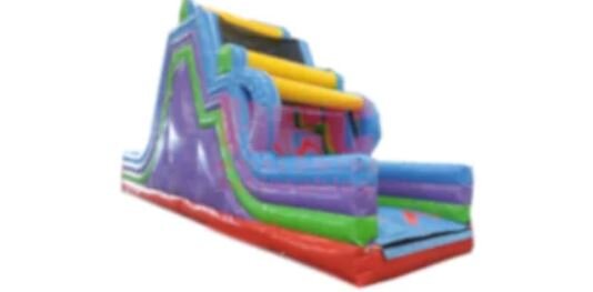 5 Color 34' Warped Wall Rock Climb and Slide Obstacle Course
