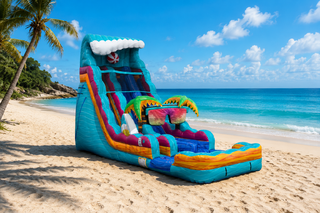 (Coming Soon)  24 FEET DUAL LANE BEACH SLIDE WITH POOL