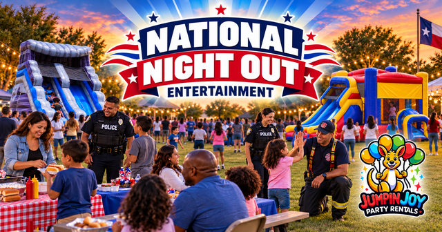 National Night Out entertainment rentals from Jumpin Joy Party Rentals in Travis County