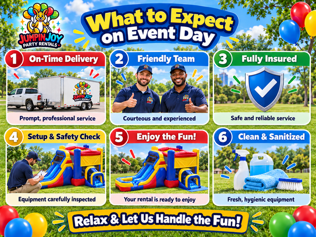 What to expect on event day guide from Jumpin Joy Party Rentals in Travis and Williamson County