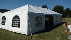 20x40 FRAME TENT WITH WINDOW SIDEWALLS ON CONCRETE SURFACE (WEIGHTED)