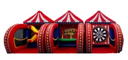 3 Inflatable Down the clown, Ring Toss, Frisbee Toss