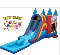 Baby Shark Castle Bounce House & Dual Slide Combo