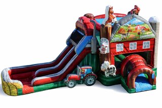Barn Yard Bounce & Dual Waterslide