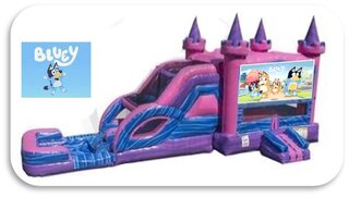 Bluey Princess Bounce House & Double Slide Combo