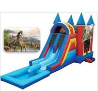 Dinosaur Bounce House & Double Slide Combo