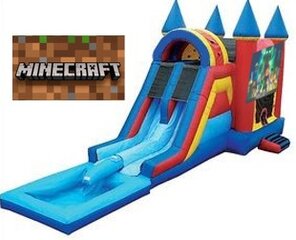 MineCraft Bounce House & Double Waterslide - ' New'