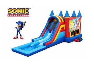 Sonic Bounce House & Double Waterslide Combo - ' New'