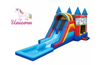 Unicorn Castle Bounce House & Dual Waterslide